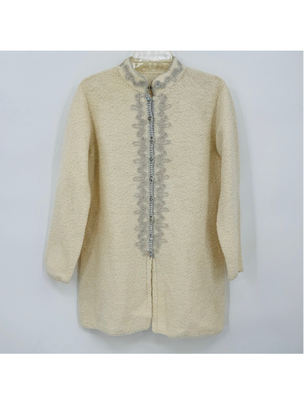 Vintage 1960’s St. John Knits Ivory & Silver Tunic Jacket Size M